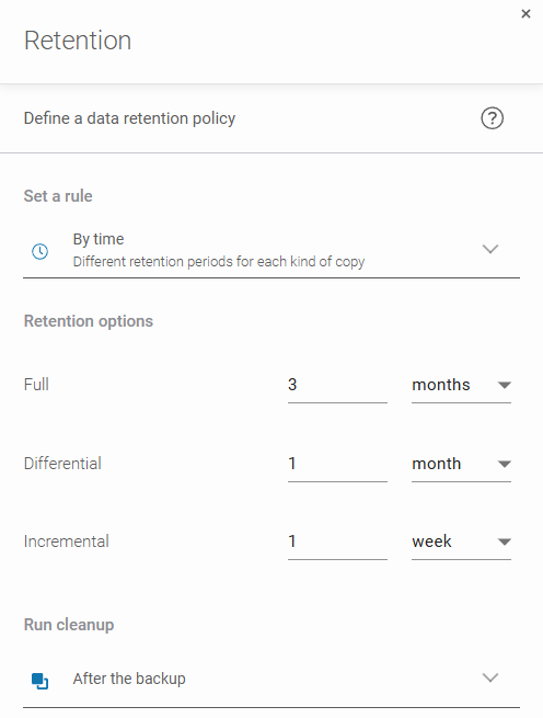 Configuring backup retention policy in Xopero ONE