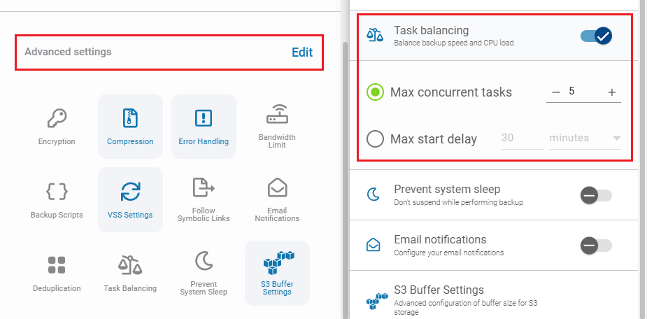 Configuring task balancer in Xopero One Backup&Recovery