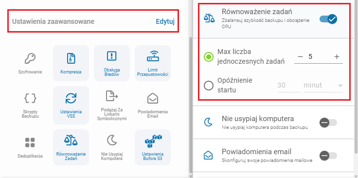 Konfiguracja mechanizmu równoważenia zadań w Xopero ONE