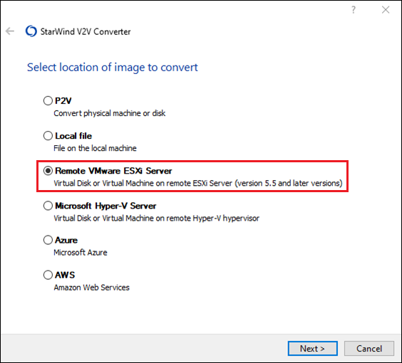 The hot VM migration option in StarWind V2V Converter