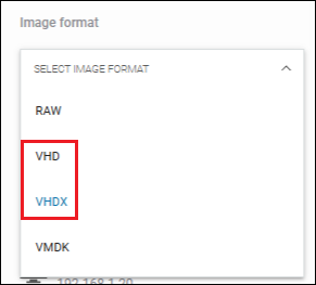 Choosing output image file format for Hyper V, VHD or VHDX