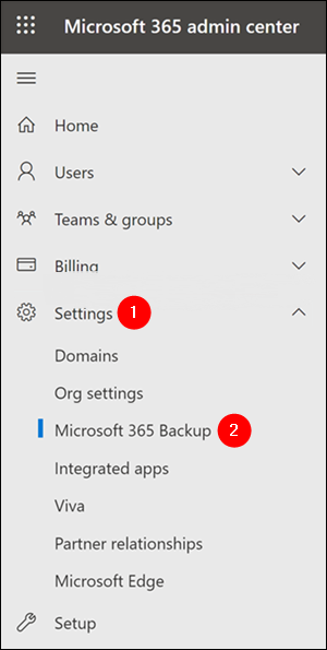 Accessing the native Microsoft 365 Backup tool in the Microsoft 365 Admin Center