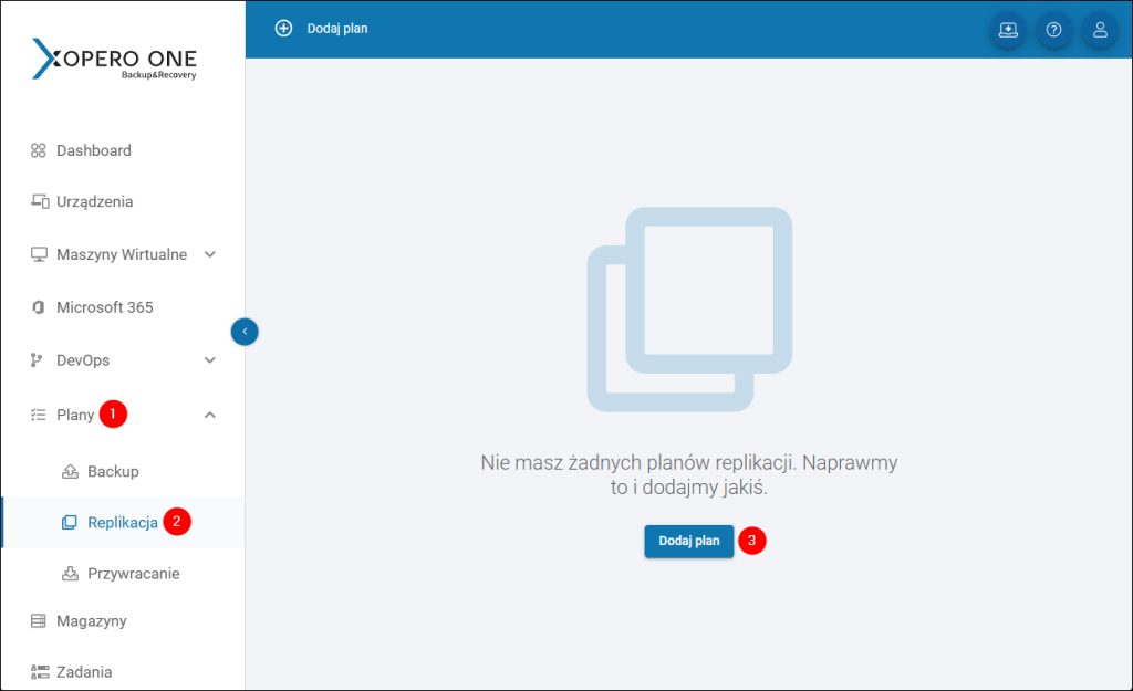 Tworzenie planu replikacji backupu Microsoft 365 w Xopero ONE