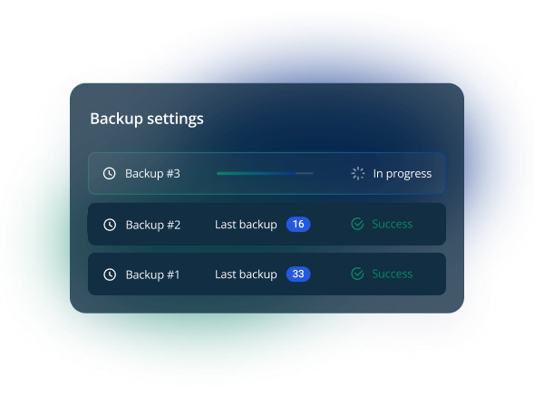Backup settings panel