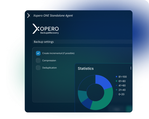 Xopero ONE backup app settings panel